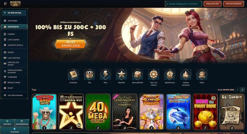 Monsterwin Casino: Ein Online Casino für Deutsche mit vielfältigen Spielen in Germany